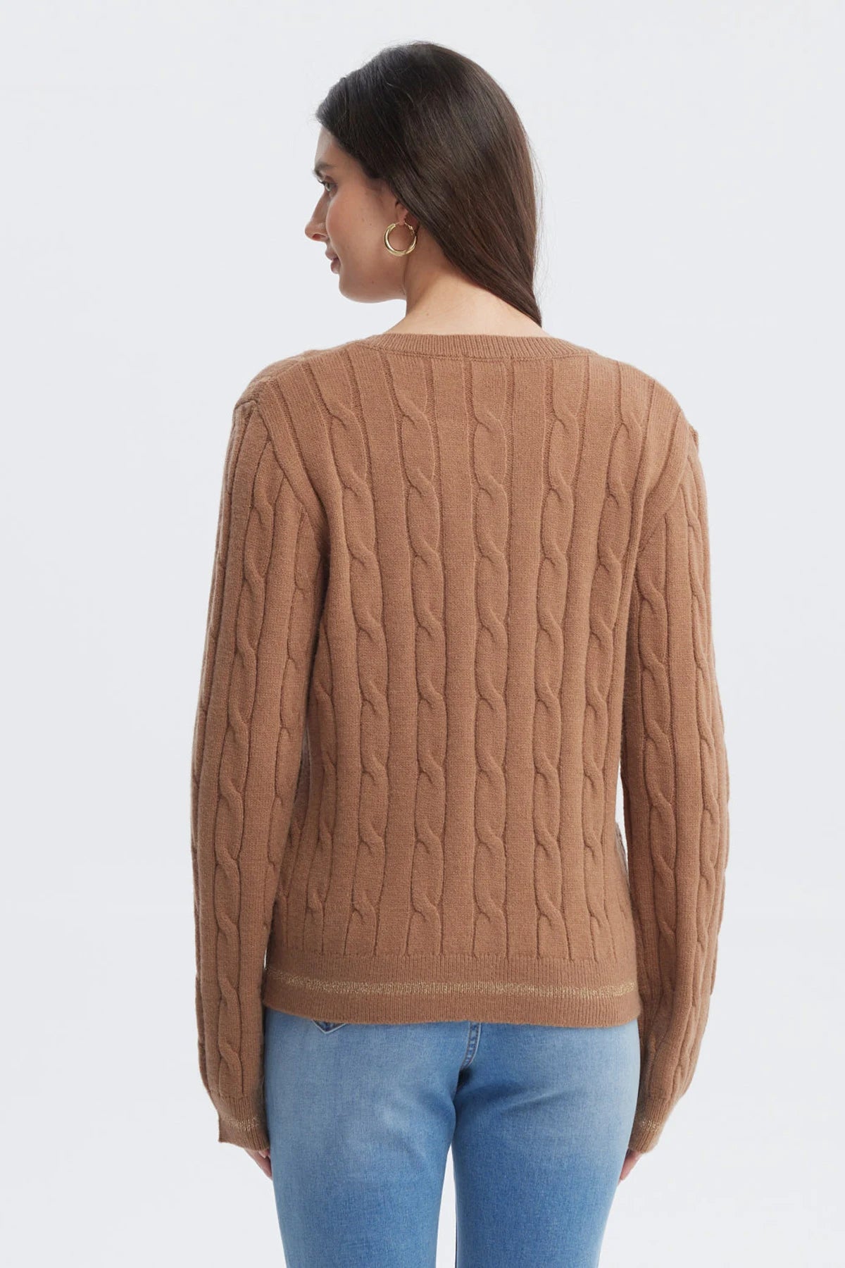 Sweater Mujer Slim Cuello Redondo Camel