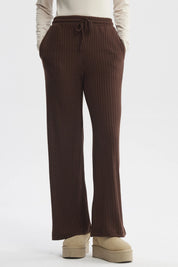 Pantalón Mujer Wide Leg Café