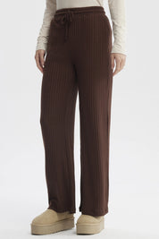 Pantalón Mujer Wide Leg Café