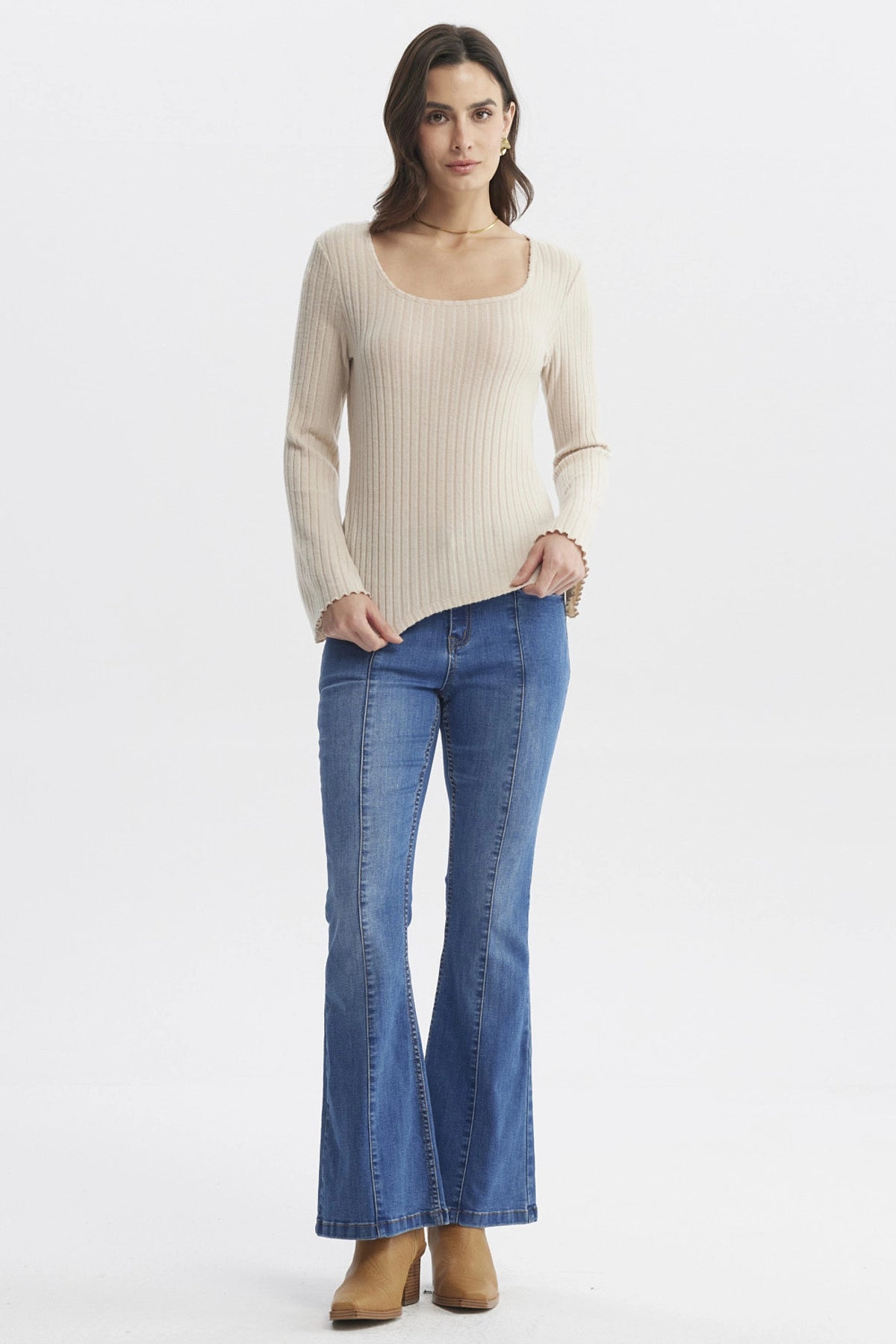 Polera Mujer Ajustado Arena