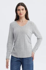 Polera Mujer Slim Gris Melange
