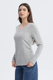 Polera Mujer Slim Gris Melange