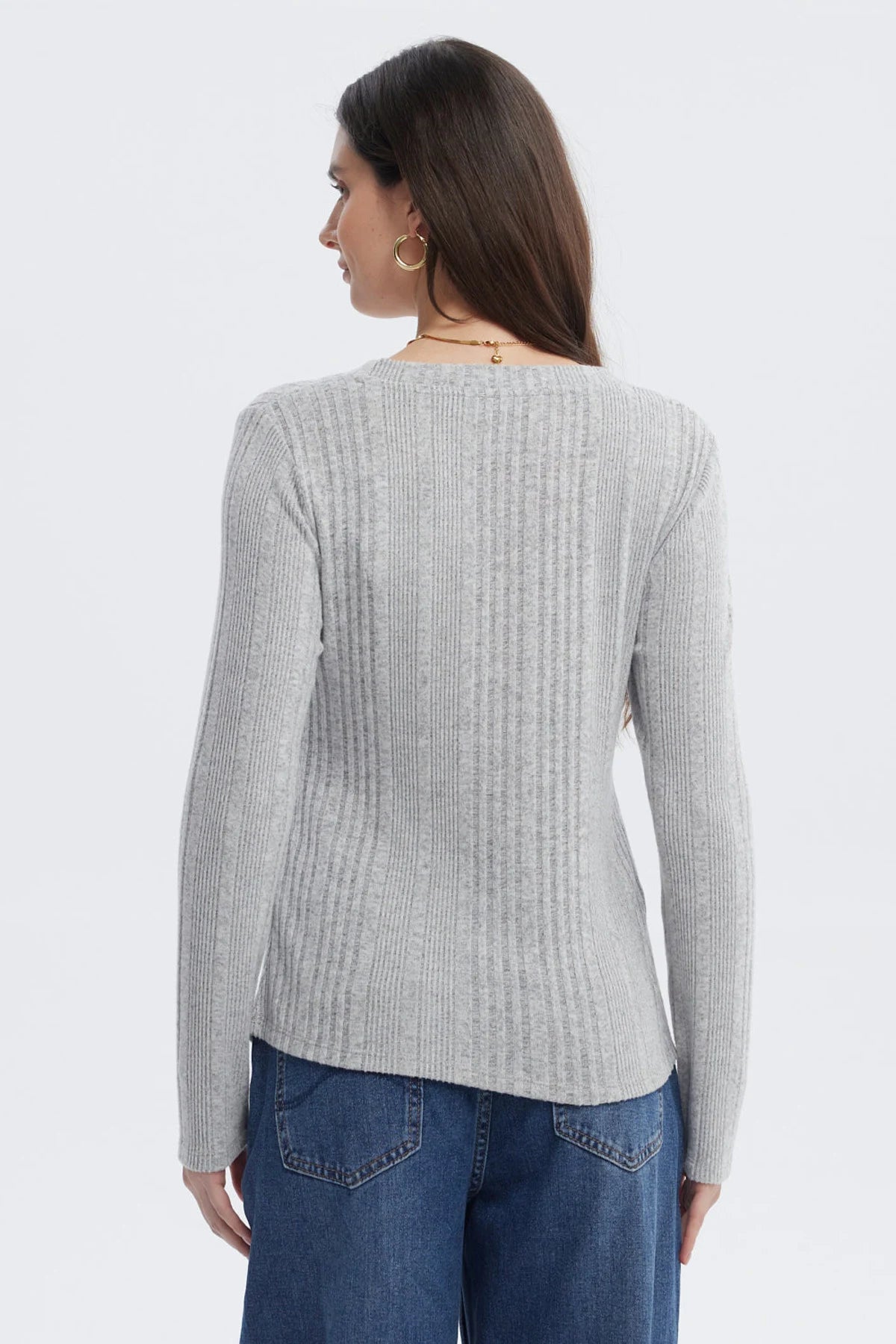 Polera Mujer Slim Gris Melange