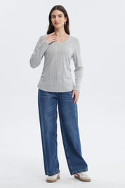 Polera Mujer Slim Gris Melange
