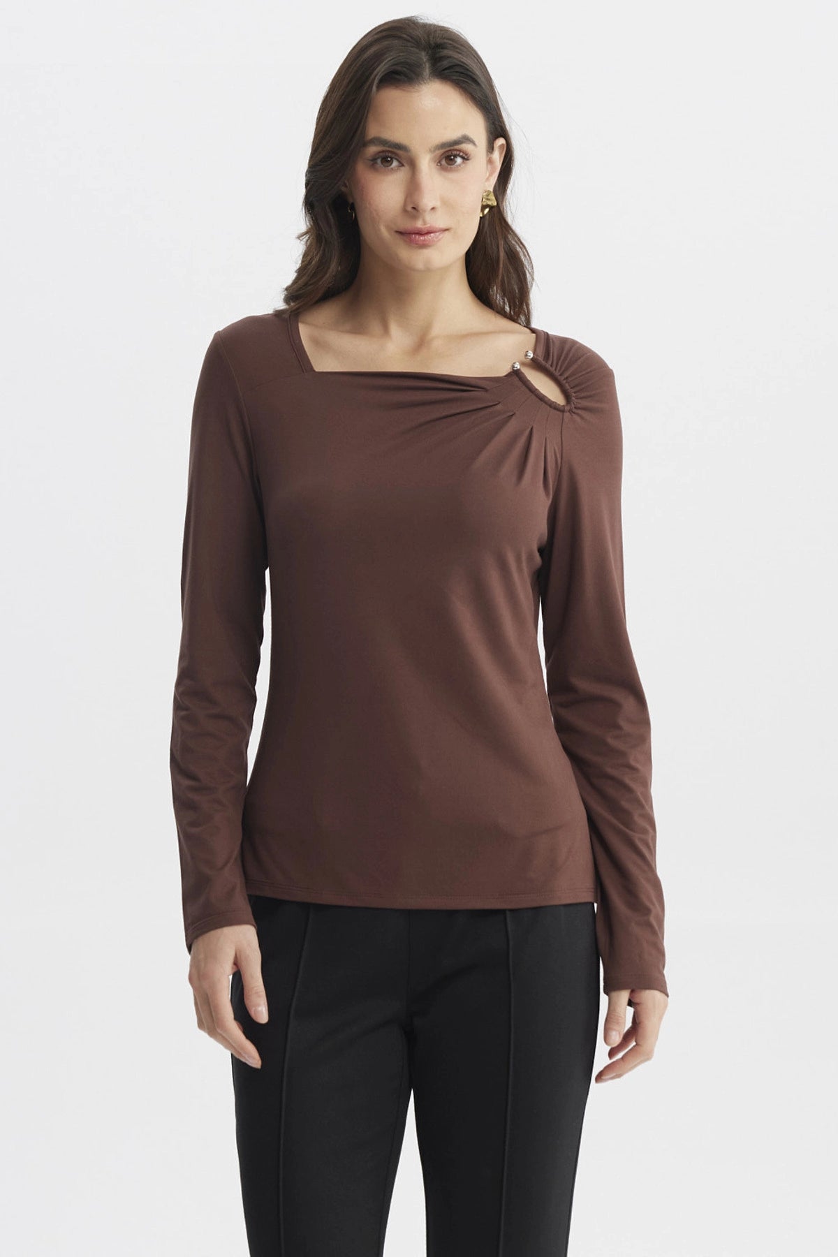 Polera Mujer Slim Café Claro