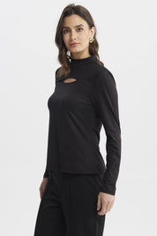Polera Mujer Slim Cuello Apoyado Negro