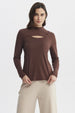 Polera Mujer Slim Cuello Apoyado Café Claro