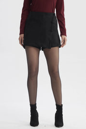 Falda Mujer Botones Laterales Negro