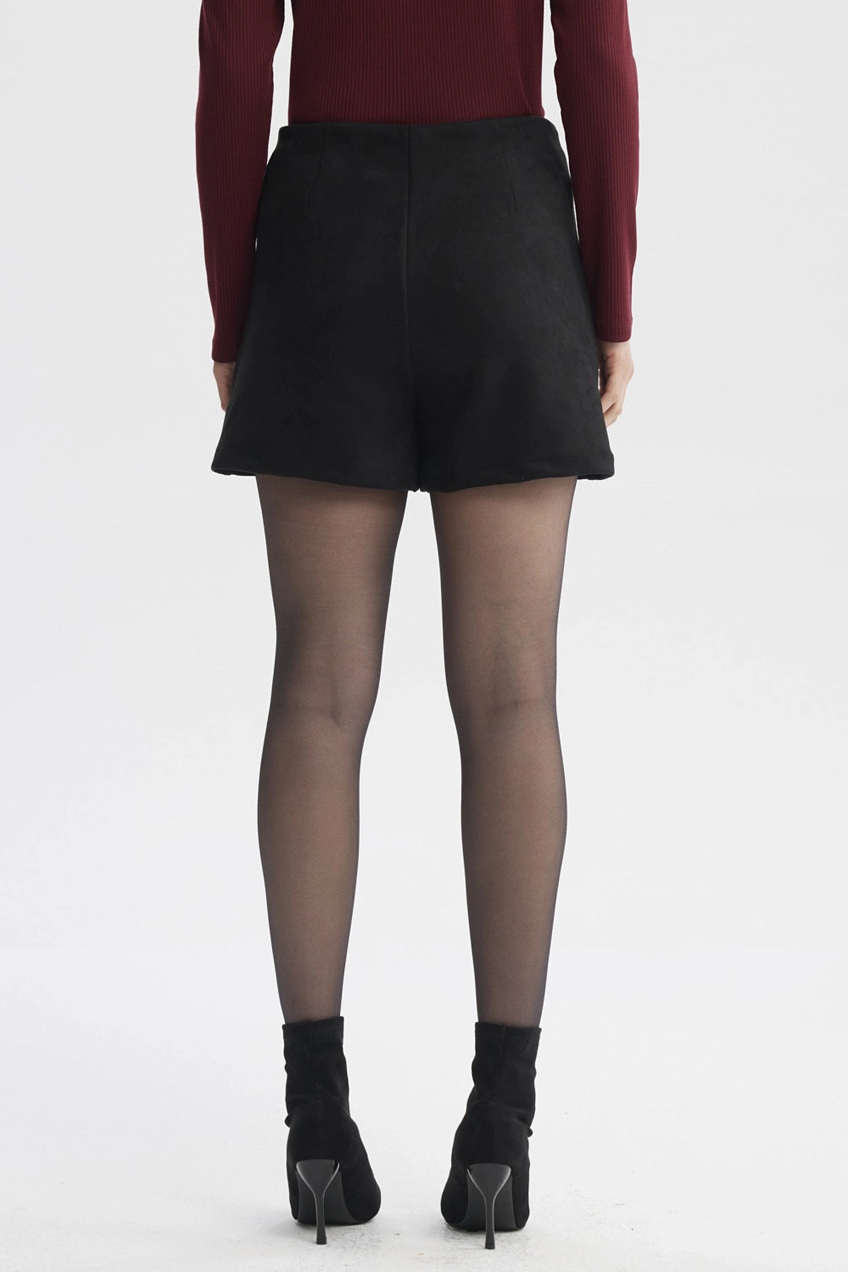 Falda Mujer Botones Laterales Negro