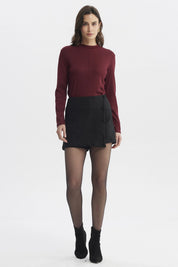 Falda Mujer Botones Laterales Negro