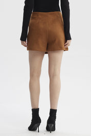 Falda Mujer Botones Laterales Camel