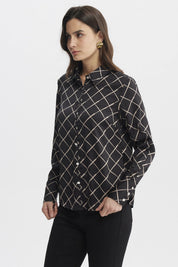 Blusa Mujer Cuello Camisero Negro