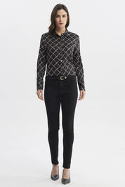 Blusa Mujer Cuello Camisero Negro