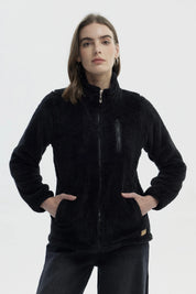 Polar Mujer Peludo Tipo Polerón Negro