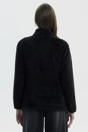Polar Mujer Peludo Tipo Polerón Negro