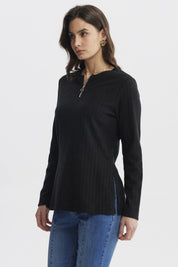 Sweater Mujer Caman Cierre Negro