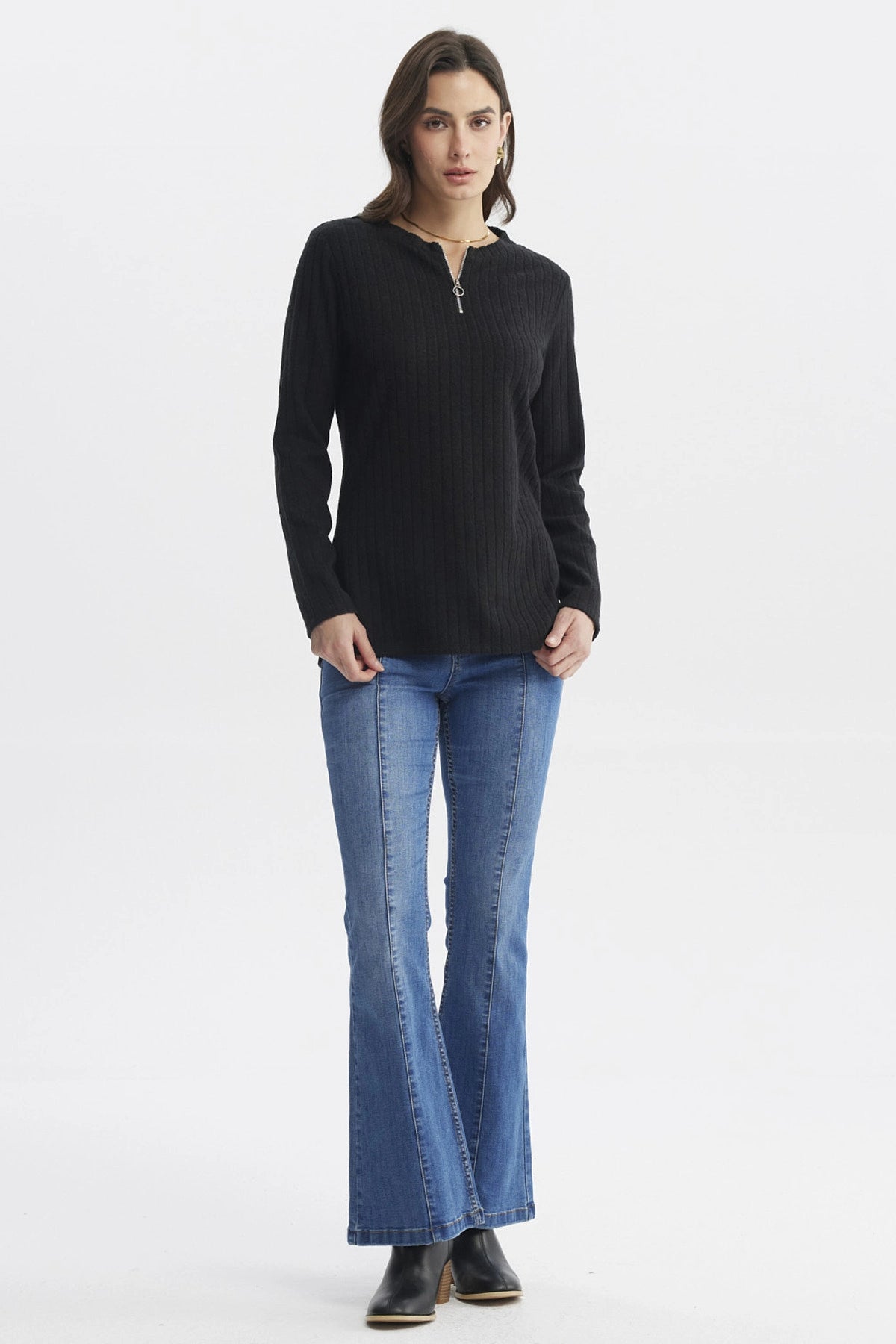 Sweater Mujer Caman Cierre Negro