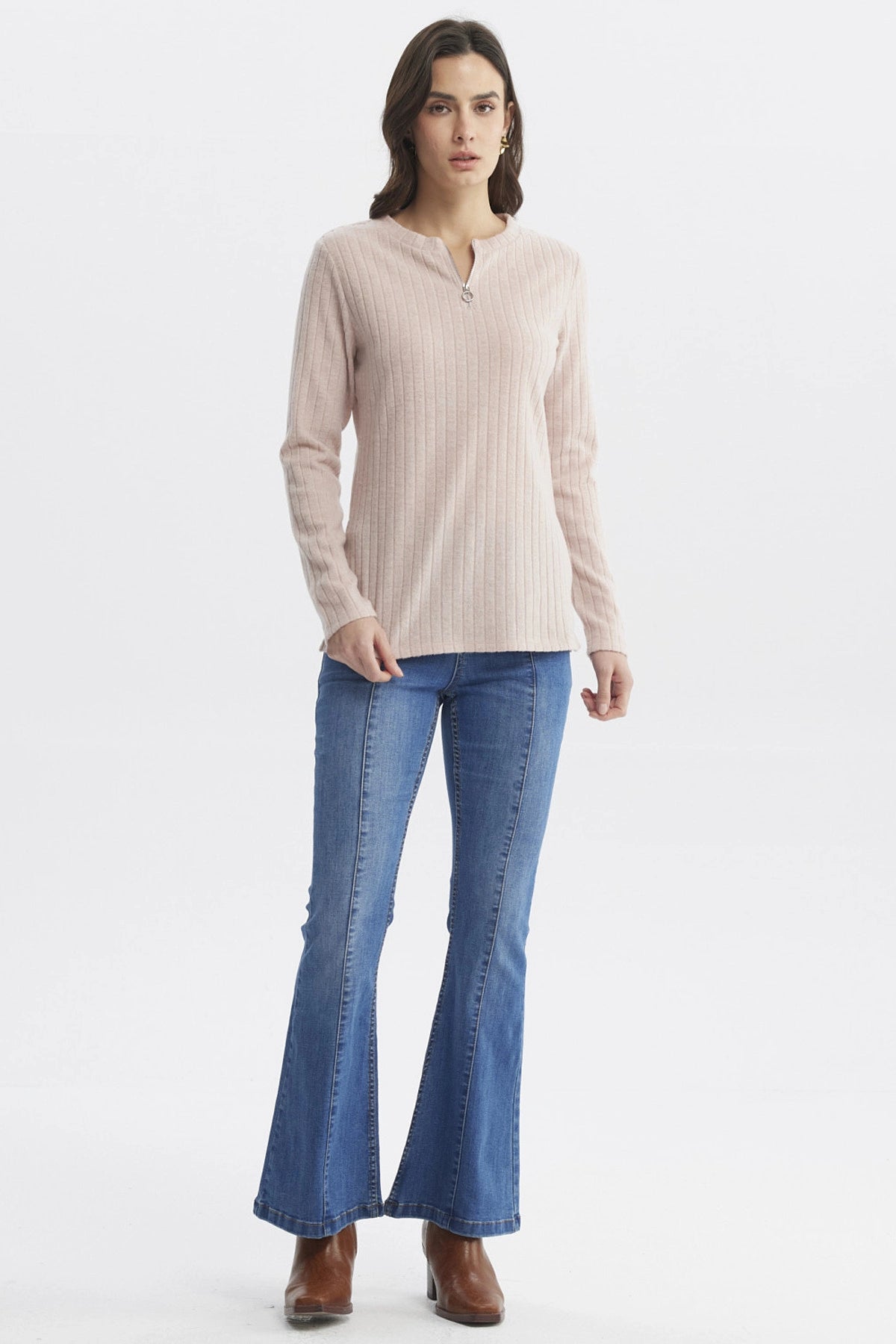 Sweater Mujer Caman Cierre Palo Rosa