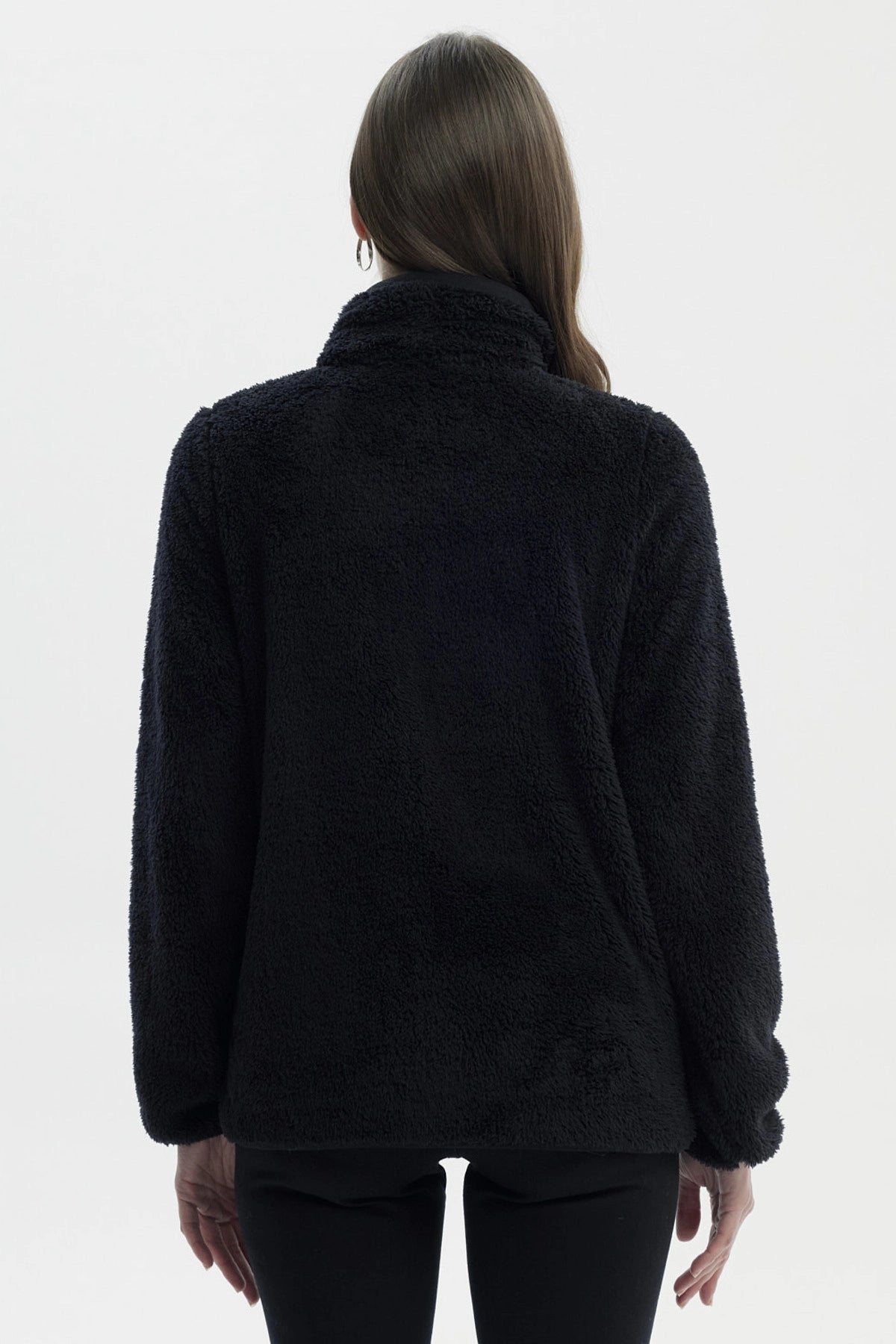 Polar Mujer Cuello Alto Con Medio Cierre Negro