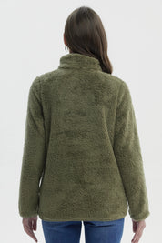 Polar Mujer Cuello Alto Con Medio Cierre Verde Olivo