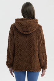 Polar Mujer Con Gorro Cerrado Camel