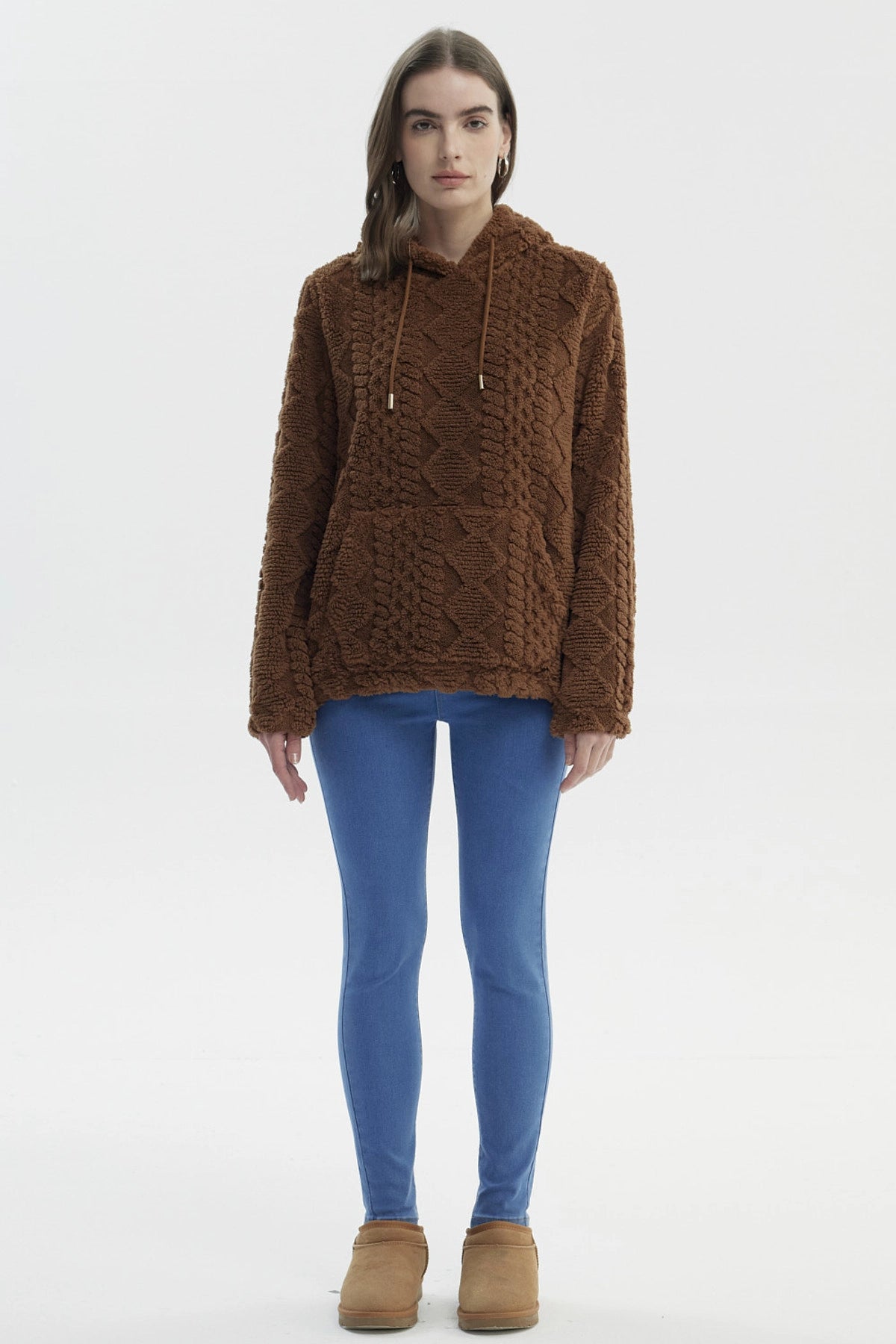 Polar Mujer Con Gorro Cerrado Camel