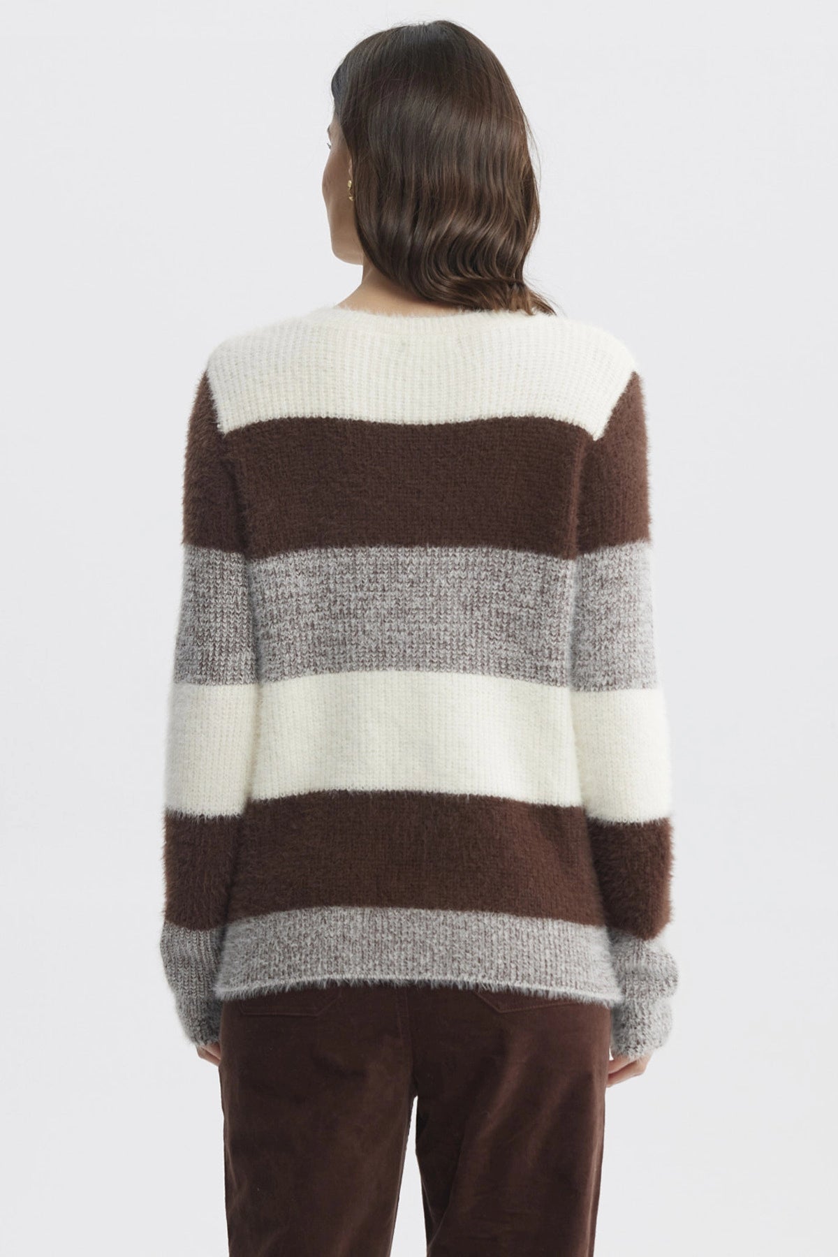 Sweater Mujer Rapport Rayas Café