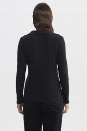 Sweater Mujer Cuello Camisero Negro