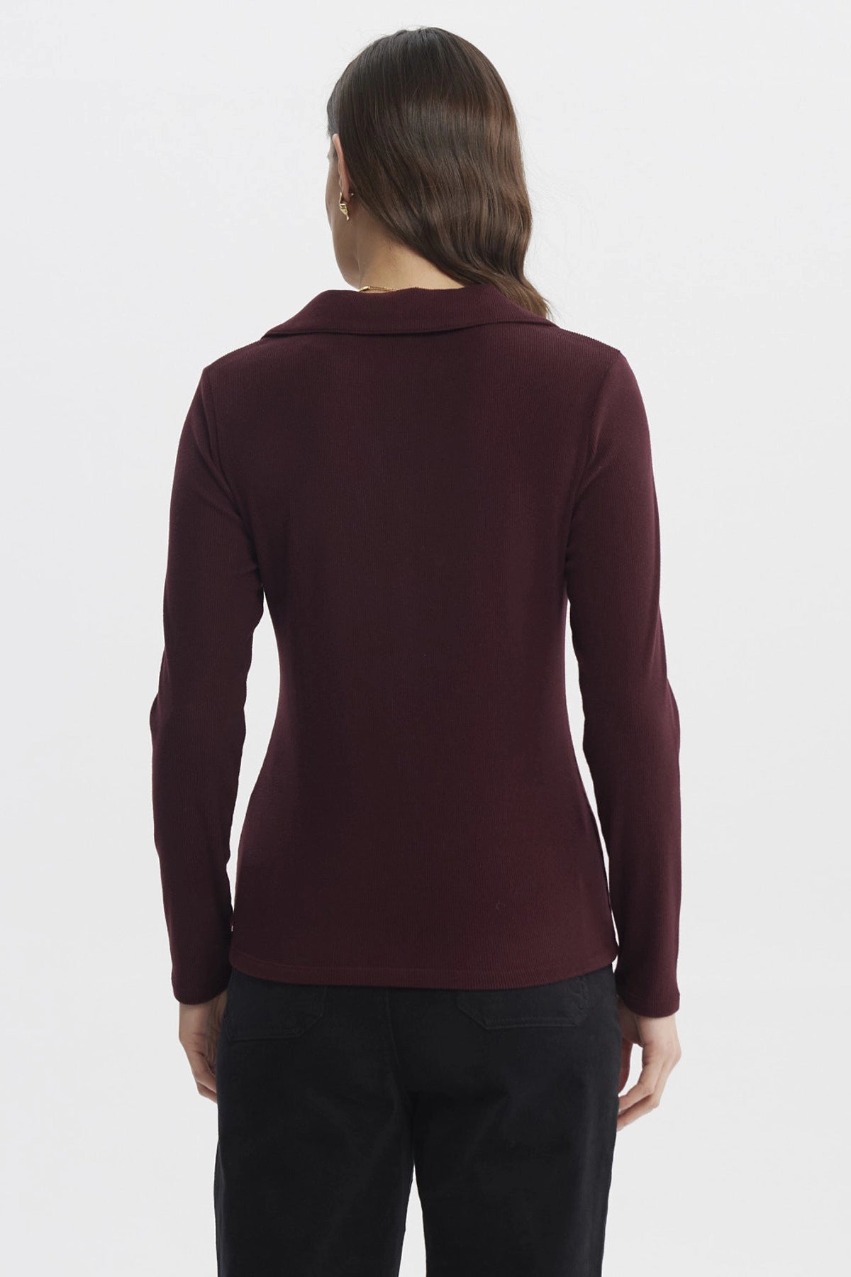 Sweater Mujer Cuello Camisero Rojo