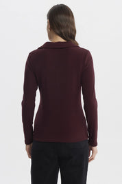 Sweater Mujer Cuello Camisero Rojo