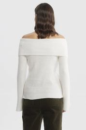 Sweater Mujer Ajustado Hombro Descubierto Crudo