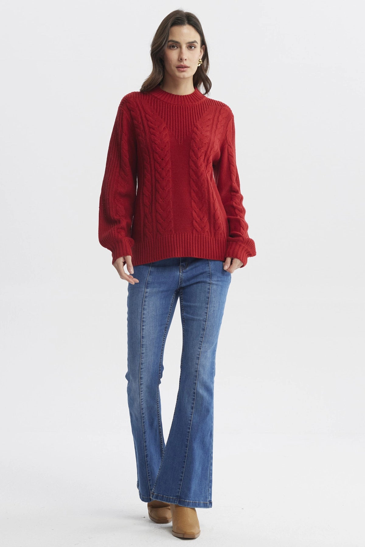Sweater Mujer Oversize Rojo Oscuro