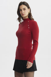 Sweater Mujer Ajustado Rojo Oscuro
