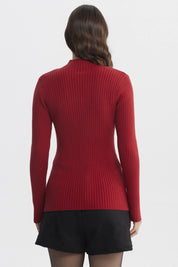 Sweater Mujer Ajustado Rojo Oscuro