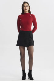 Sweater Mujer Ajustado Rojo Oscuro