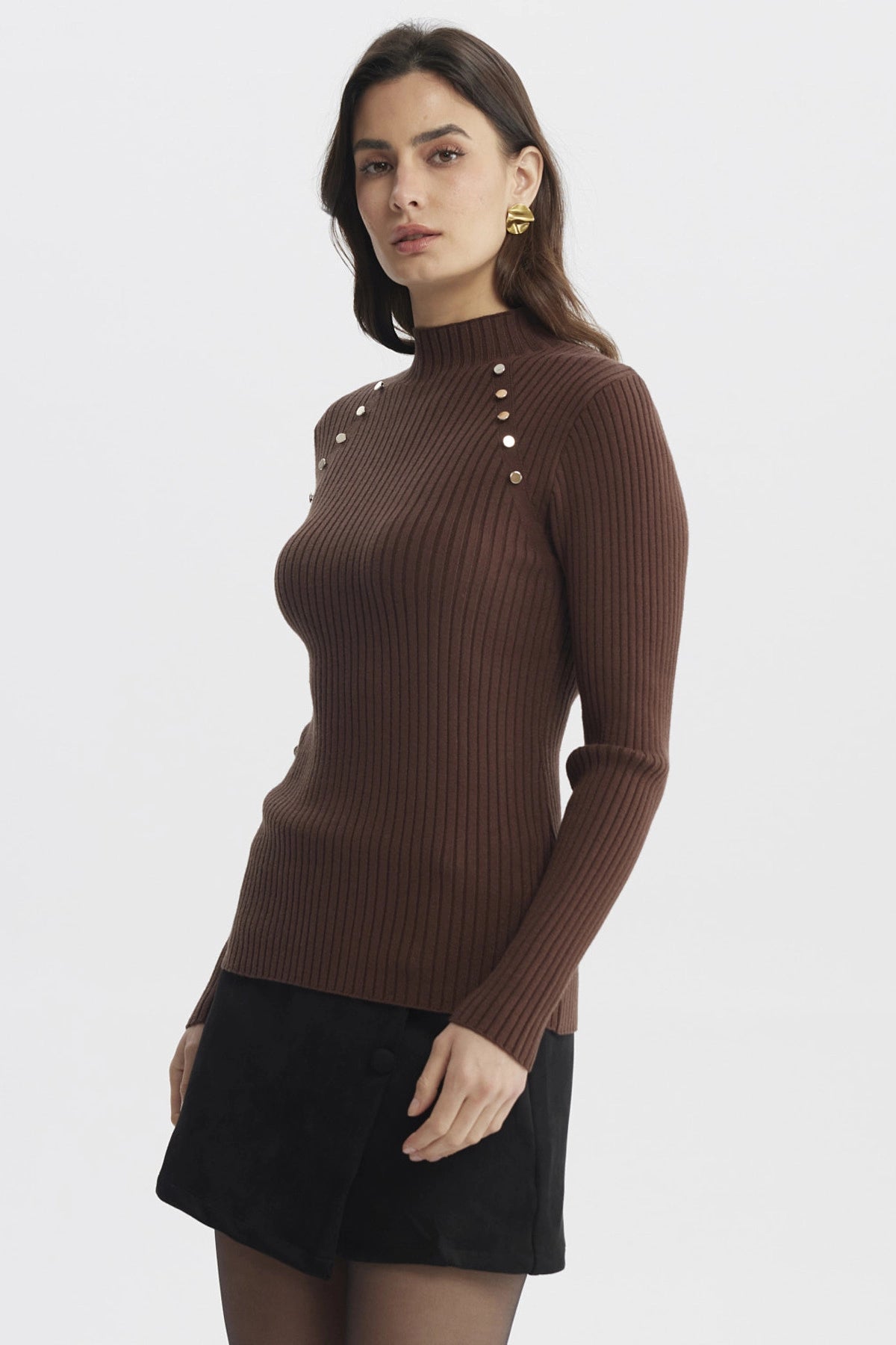 Sweater Mujer Ajustado Café