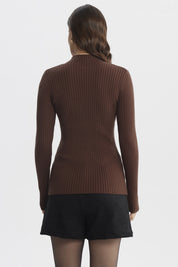 Sweater Mujer Ajustado Café