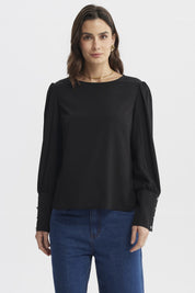 Blusa Mujer Aplicación Botones Negro
