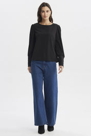 Blusa Mujer Aplicación Botones Negro