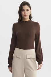 Polera Mujer Cuello Alto Chocolate