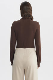 Polera Mujer Cuello Alto Chocolate