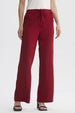 Pantalón mujer rojo oscuro con pretina y cordón ajustable sin estampa liso ideal para un look casual y cómodo