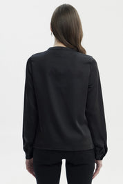Blusa Mujer Cuello Mao Con Cordones Negro