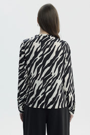Blusa Mujer Cuello Mao Con Cordones Crudo