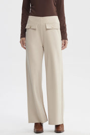 Pantalón Mujer Calce Recto Tapeta Botones Arena