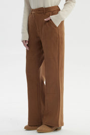 Pantalón Mujer Gamuza Flare Camel