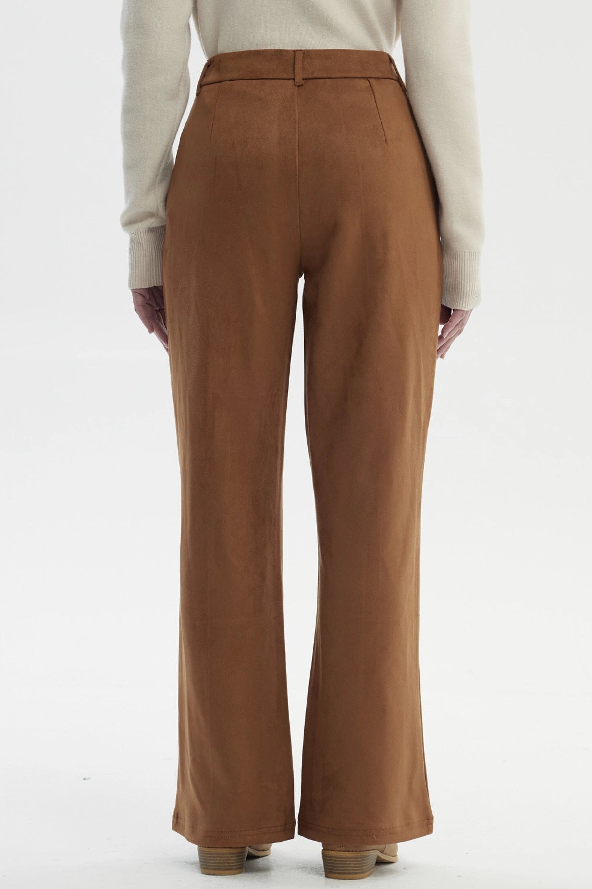 Pantalón Mujer Gamuza Flare Camel