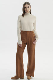 Pantalón Mujer Gamuza Flare Camel