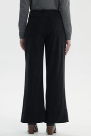 Pantalón Mujer Wide Leg Cotelé Negro