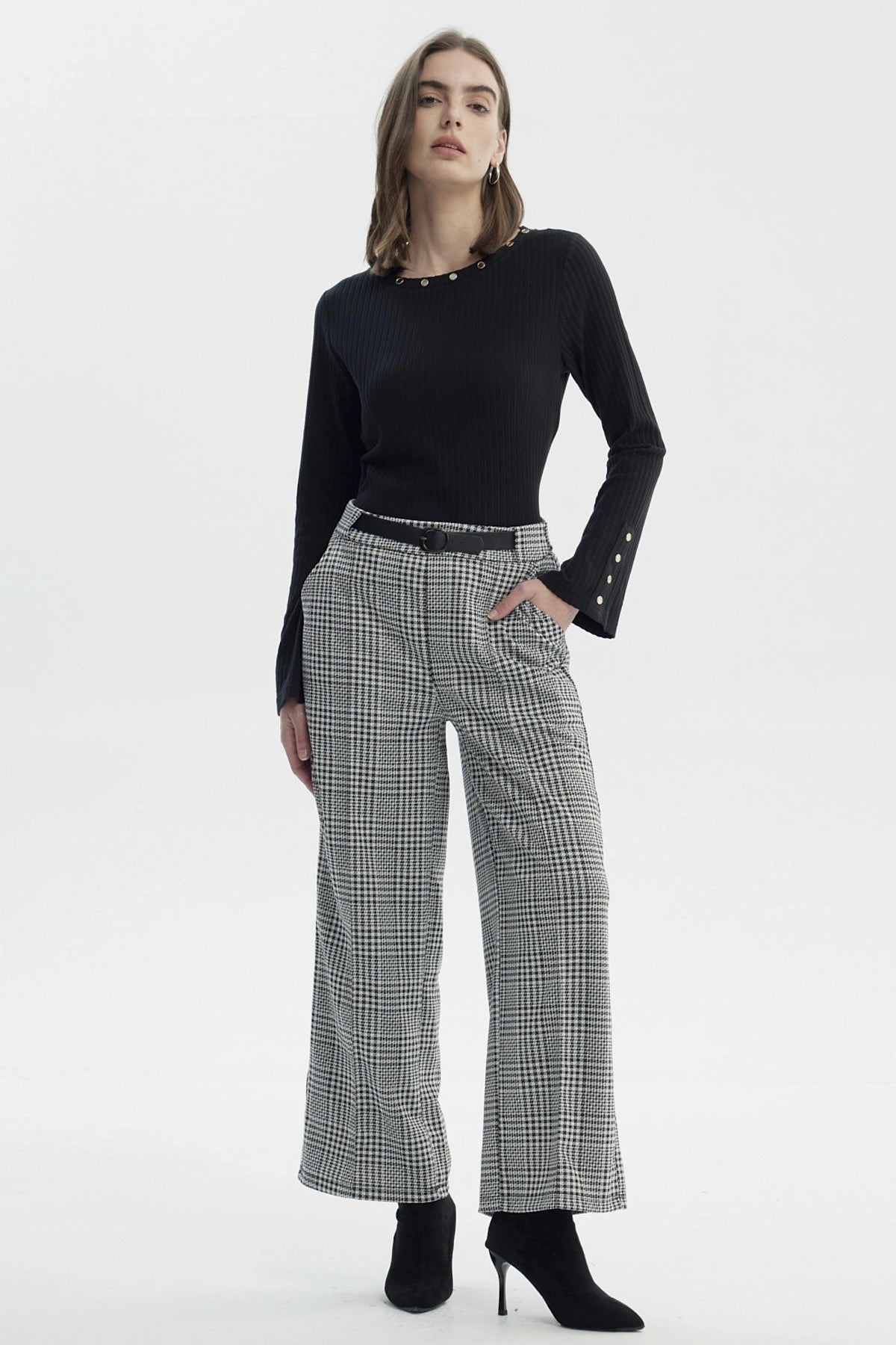 Pantalón Mujer Sastrero Cinturón Crudo